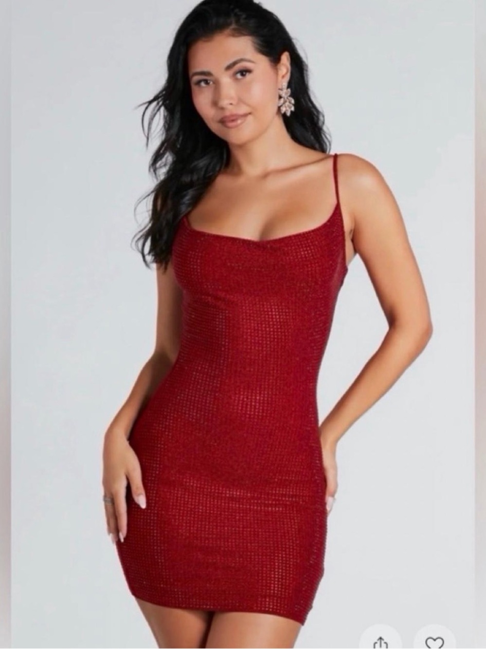 Windsor Red Rhinestone Mini Dress - Picture 4 of 6